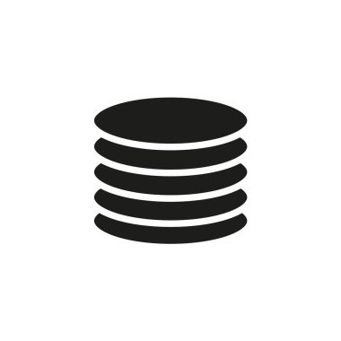 Siyah ve beyaz arkaplan üzerindeki veritabanı vektör düz simgesi