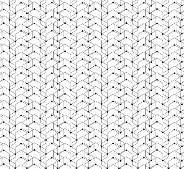 Altıgen ve üçgen dokuya sahip soyut geometrik desen arkaplanı. Siyah ve beyaz dikişsiz ızgara çizgileri.