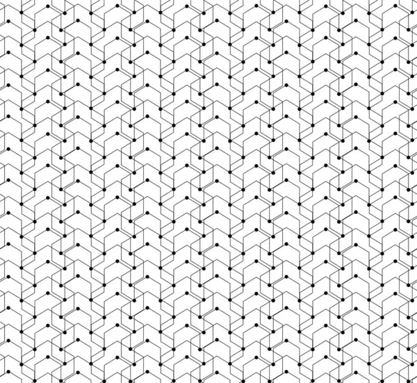 Abstrakte geometrische Muster Hintergrund mit sechseckiger und dreieckiger Textur. Nahtlose schwarze und weiße Gitterlinien. — Stockvektor