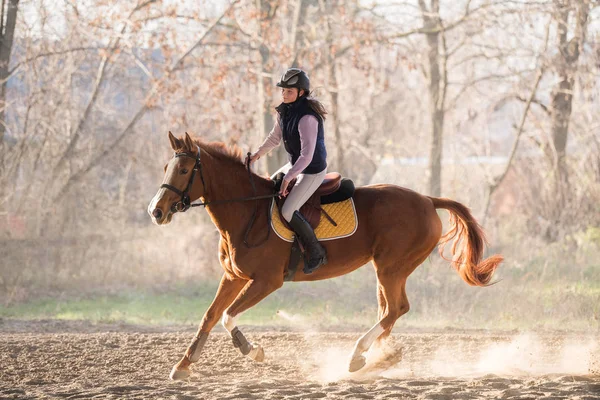 Jeune fille chevauchant un cheval — Photo