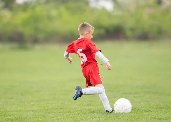Kids soccer football - children players match on soccer field — Stock Photo, Image