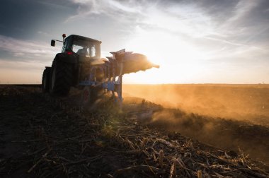Traktör sürme alanları - kara sowings için hazırlanıyor