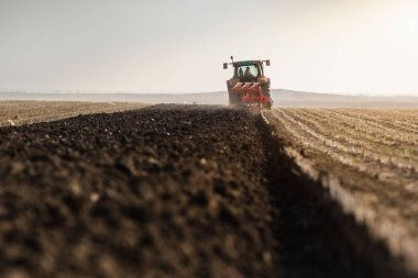 Traktör sürme alanları - kara sowings için hazırlanıyor