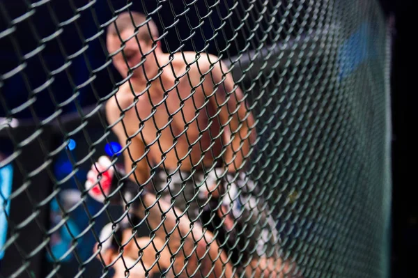 MMA Boxers lutam em lutas sem regras no ringue o — Fotografia de Stock