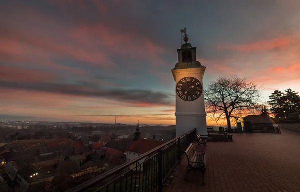 Krásná pevnost Petrovardin na ranní východ slunce — Stock fotografie