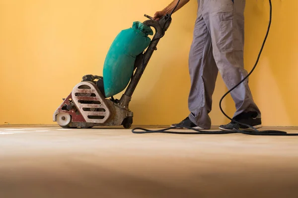 Home Renovation Parquet Sanding Polishing — Stock Photo, Image