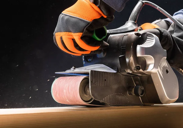 Belt sander. Manual, carpenter. — Stock Photo, Image