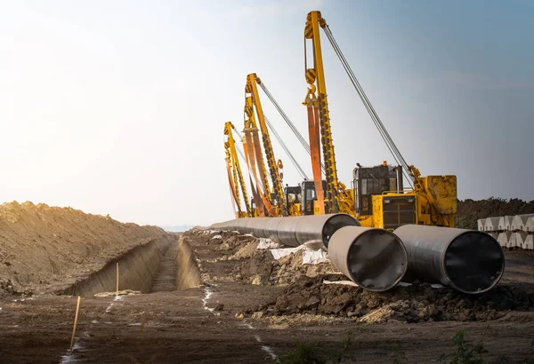 Construction of a new gas pipeline. — Stock Photo, Image