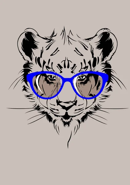 Illustration of tiger in glasses — Stock Vector