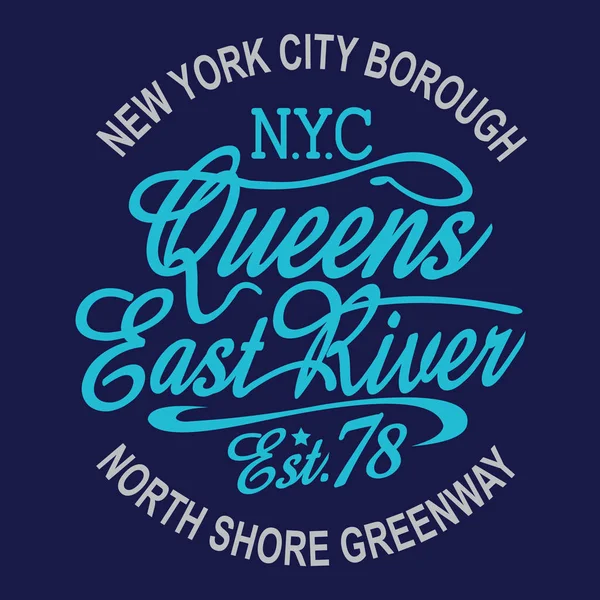 New York Queens Typografie — Stockvektor