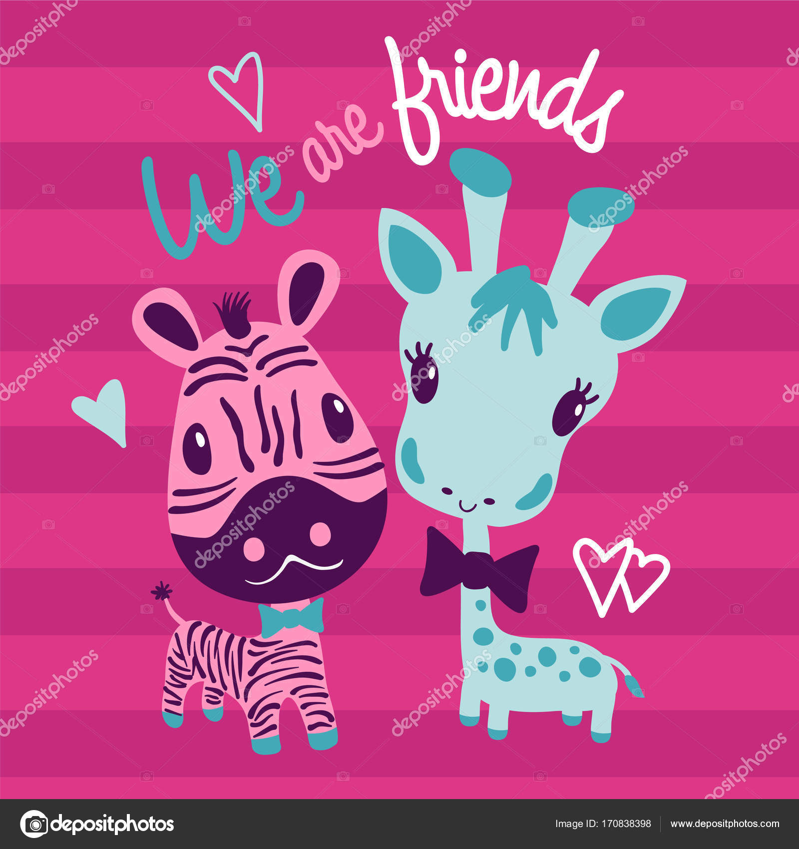 シマウマとキリンのイラストがかわいい 子供のためのアートワーク デザイン ベクター印刷かなりアートワーク ストックベクター C Syquallo