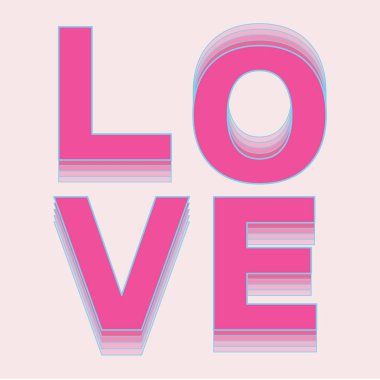 Aşk tipografi illüstrasyon