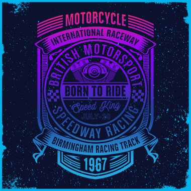 Degrade vektör görüntü özel motosiklet tipografi ve motor resim