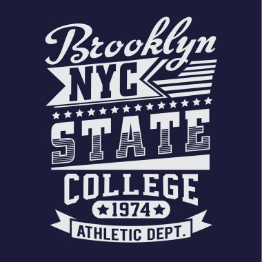 Brooklyn atletik spor tipografi, t-shirt grafiği