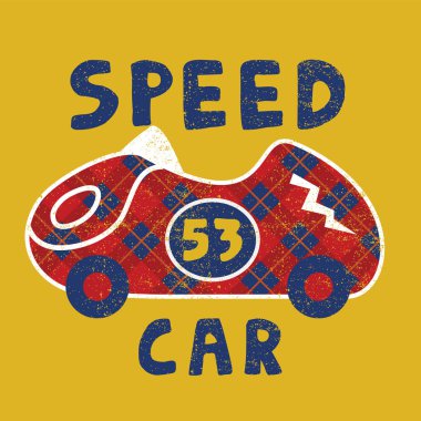 Hızı araba yama iş fikri ile yazı. Vektör çizim.