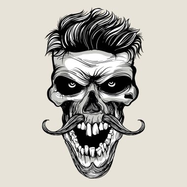 Kafatası baş tipografi, t-shirt grafiği