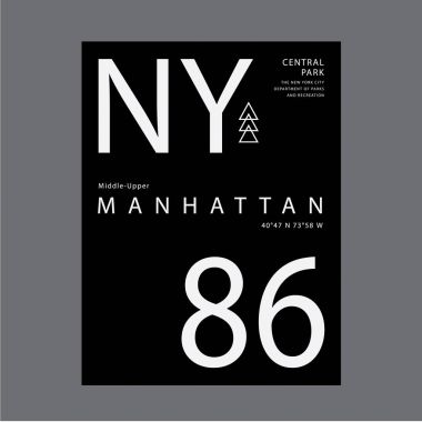 New York Manhattan tipografi, t-shirt grafiği