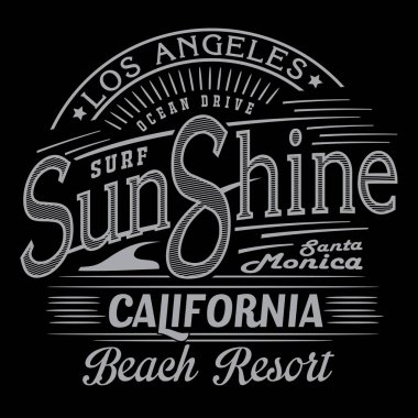 Los Angeles sörf beach resort tipografi, t-shirt grafiği