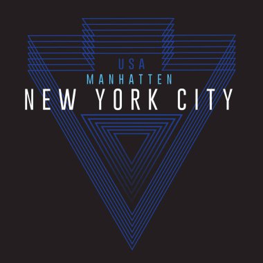New York'un Manhattan tipografi tasarım erkek giyim/T-tişört grafik tasarım için üçgen arka plan ile