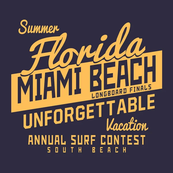 Miami surfovat typografie — Stockový vektor