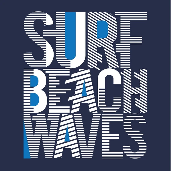 Tipografía Olas Surf Gráfico Camiseta — Vector de stock