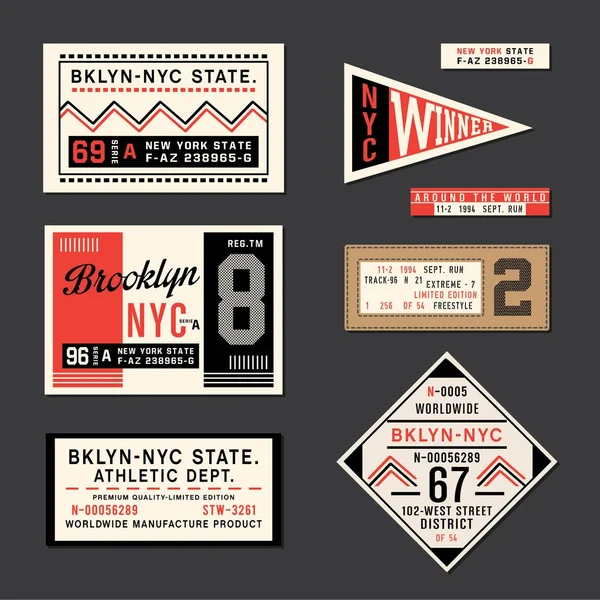 Étiquettes Vintage sport athlétique typographie — Image vectorielle