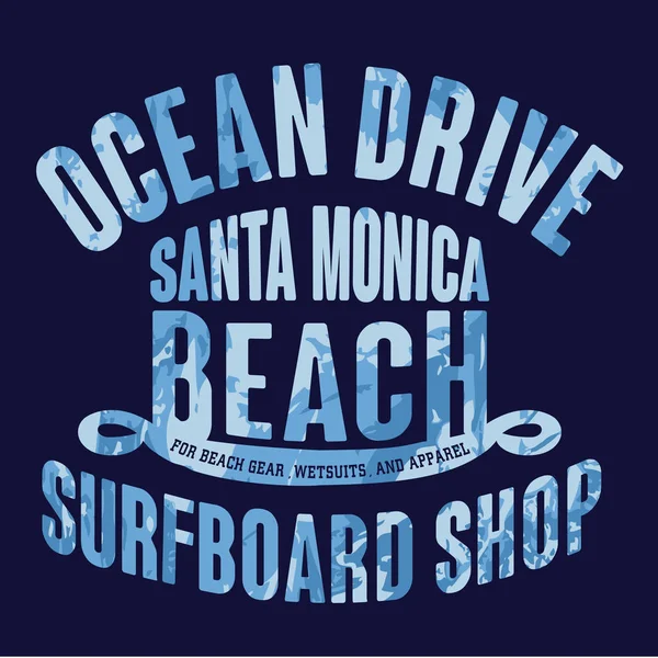 Surf sport Tipografía de California — Vector de stock