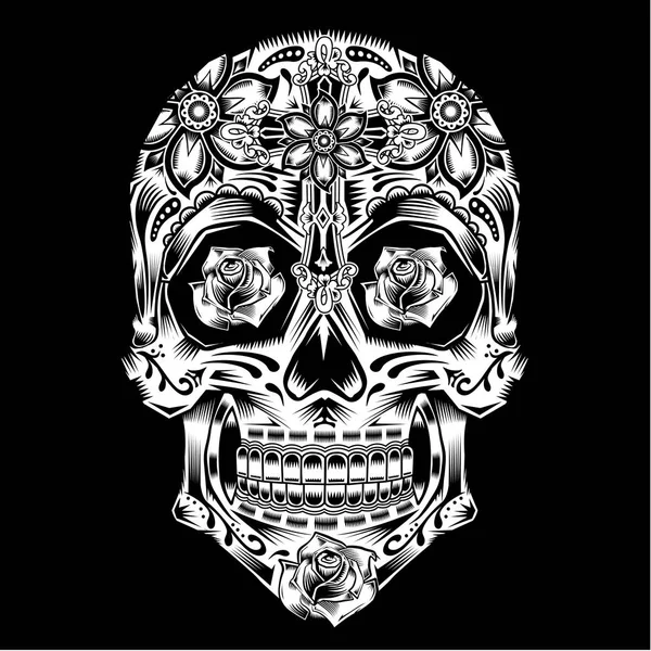 Skull Blomster Illustration Typografi Shirt Grafik – Stock-vektor