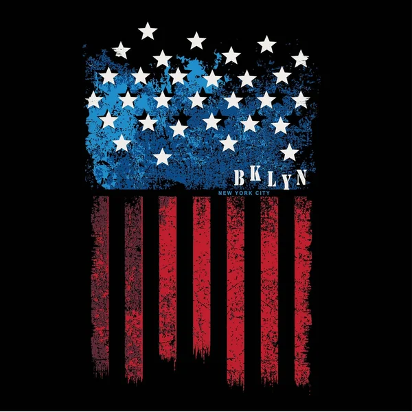 Nova Iorque Bandeira Americana Tipografia Shirt Gráfica — Vetor de Stock