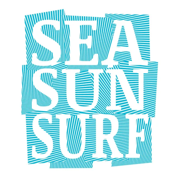 Mar sol surf esporte tipografia —  Vetores de Stock