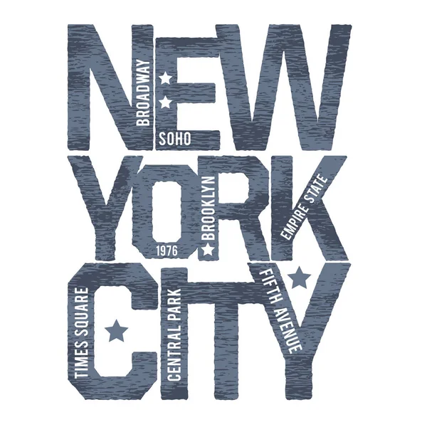 Tipografia Vintage Nova York Gráfico Shirt —  Vetores de Stock