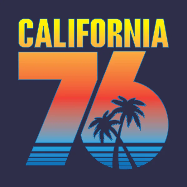 カリフォルニア サーフ タイポグラフィ グラフィック シャツ — ストックベクタ