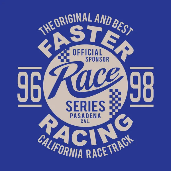 Tipografia Racing California Grafica Shirt — Vettoriale Stock