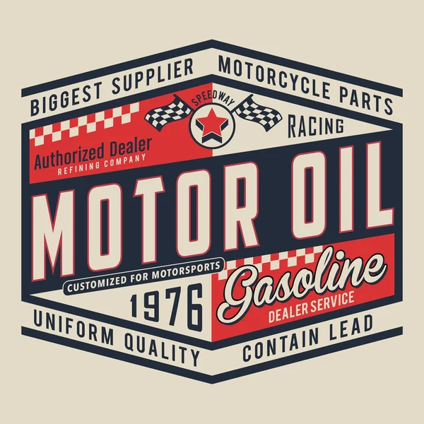 Tipografia Olio Moto Grafica Shirt — Vettoriale Stock