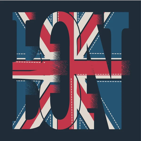 Vlag Van Londen Typografie Shirt Afbeelding Vector — Stockvector