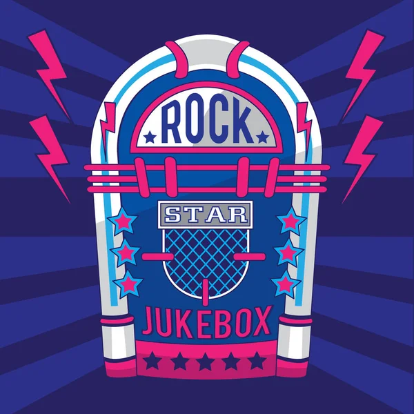 Musica rock juke box tipografia — Vettoriale Stock