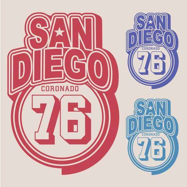 San Diego Etiketter Typografi Shirt Grafik — Stock vektor