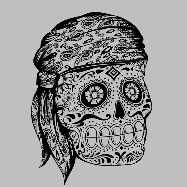 Ilustración pirata cráneo — Vector de stock