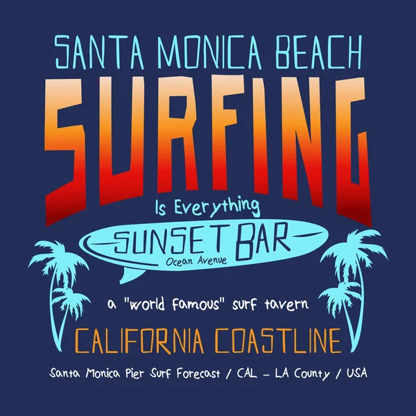 Sörf tahtası tipografi illüstrasyon, t-shirt grafik, vektörel çizimler