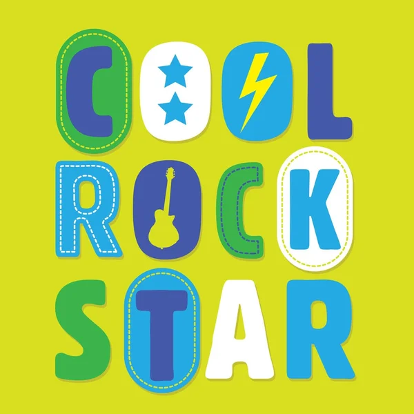 Música rock tipografía de niños cool — Vector de stock