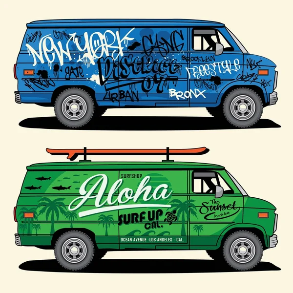 Van grafiti ve sörf tipografi