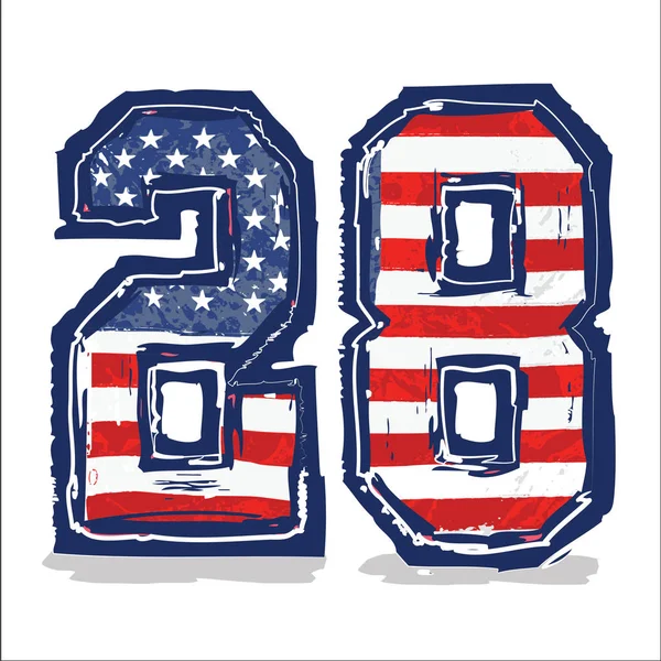 American Flag Numbers Typography Shirt Graphic — Stock Vector