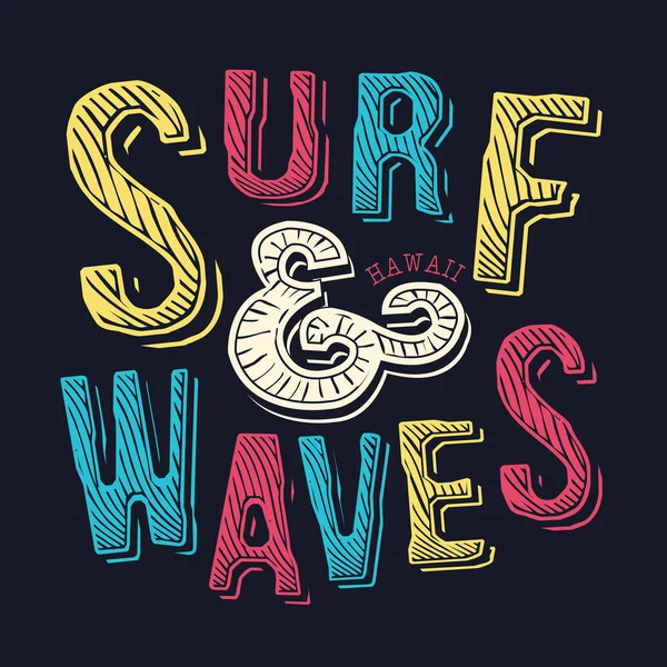 Tipografía Surf Gráfico Camiseta — Vector de stock