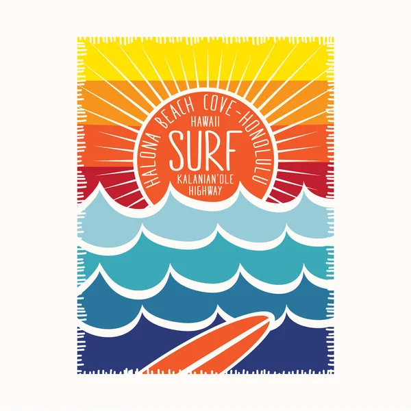 Surf Typografi Shirt Grafik — Stock vektor
