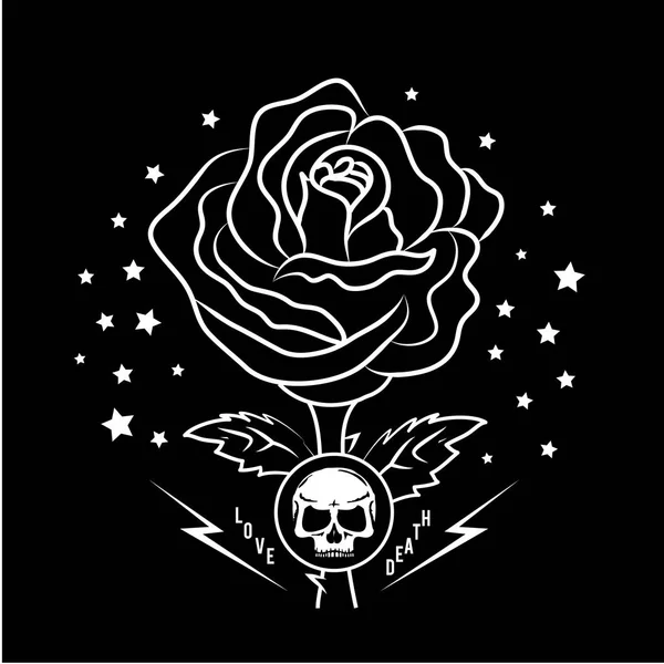 Cráneo Amor Flores Tipografía Camiseta Gráfica — Vector de stock