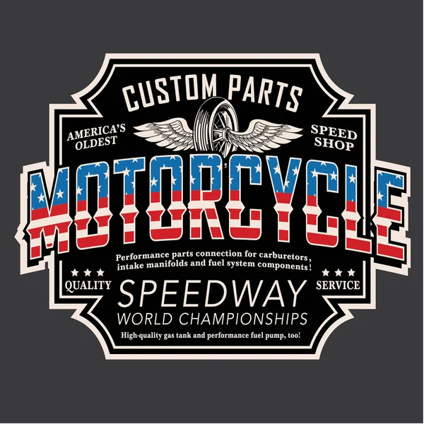 Μοτοσικλέτα Speedway Τυπογραφία Γραφικό Shirt — Διανυσματικό Αρχείο