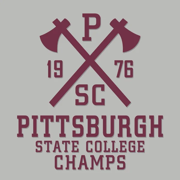 Tipografía College Sport Pittsburgh Gráfico Camiseta — Archivo Imágenes Vectoriales