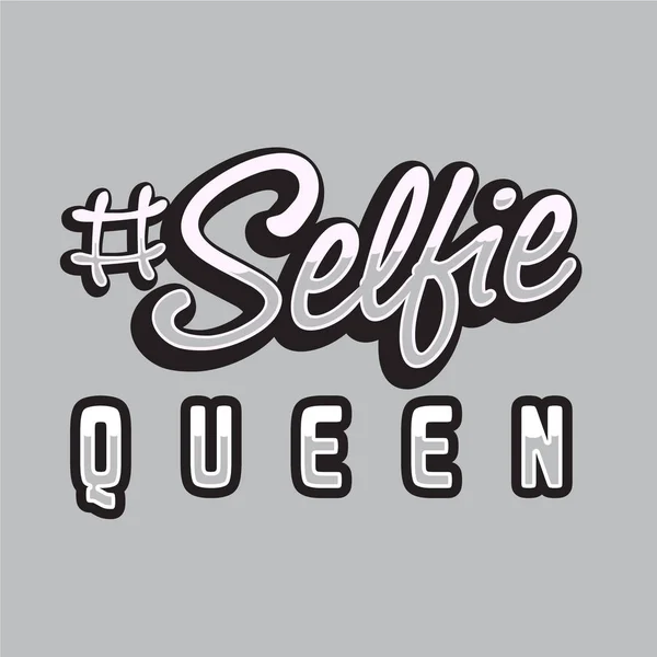 Selfie Kraliçe Sloganı Shirt Grafik Jersey Kumaşlar Için Tipografi Tasarım — Stok Vektör
