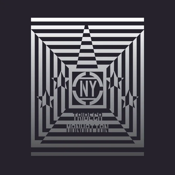 New York Tipografi Shirt Grafik — Stok Vektör