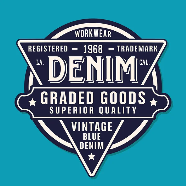 Typographie en denim vintage — Image vectorielle